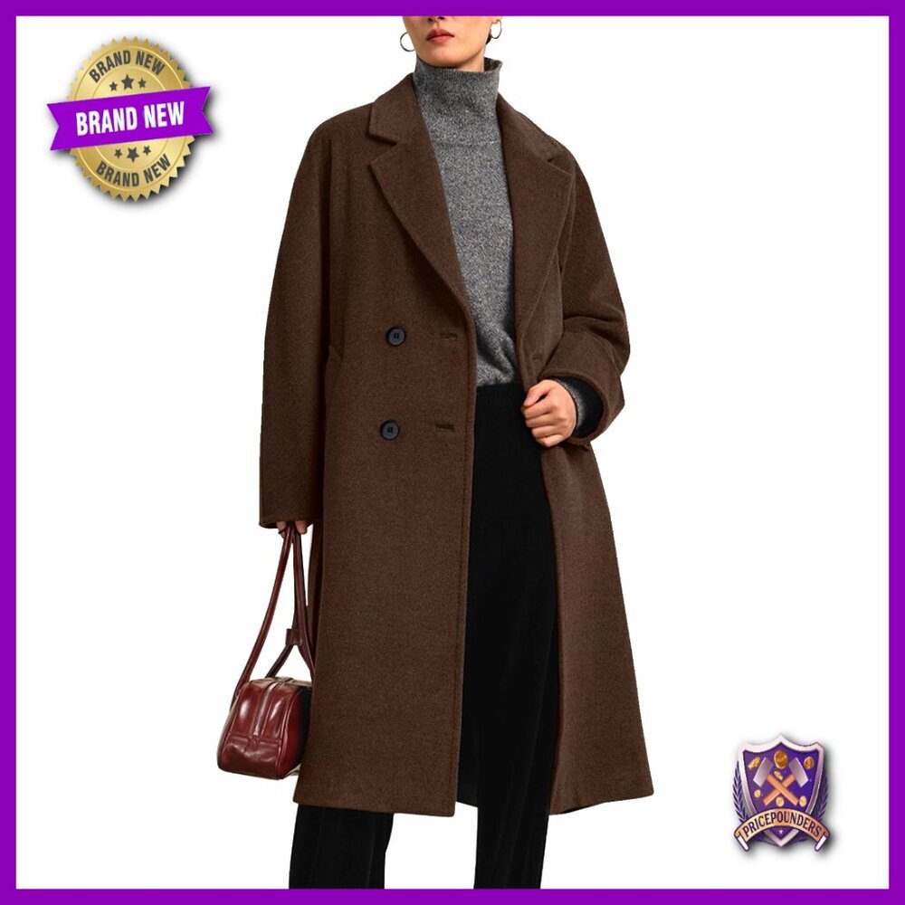Long Pea Coat Double Breasted Trench Oversized Chic Classic Winter Overcoat